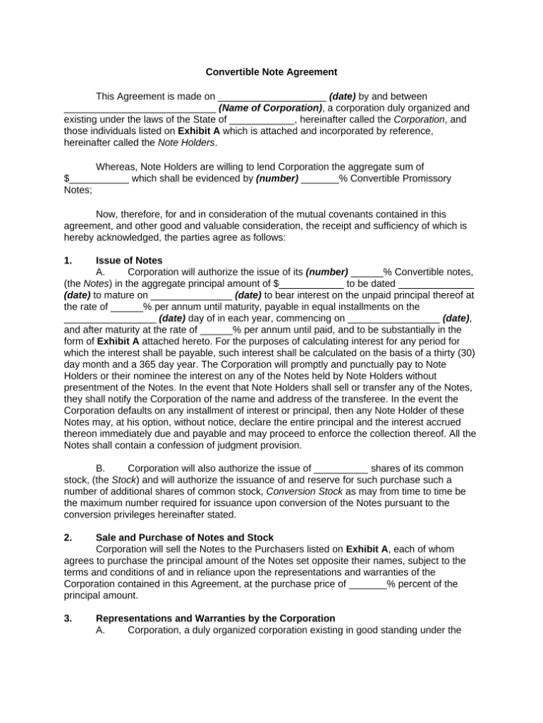 Convertible Note Contract Template Doc Template | Pdffiller throughout Convertible Note Template