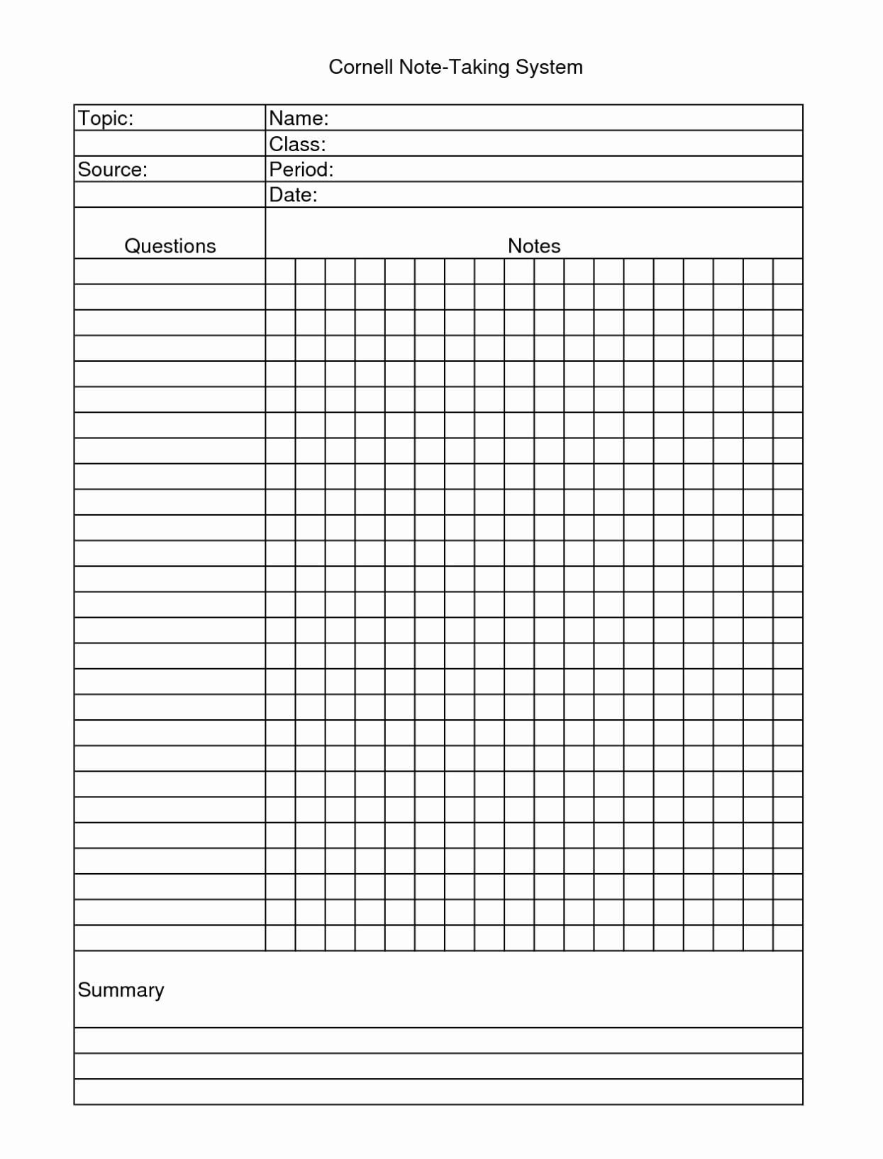 Cornell Notes Template Word Doc - One Platform For Digital Solutions with Cornell Notes Template Word Document