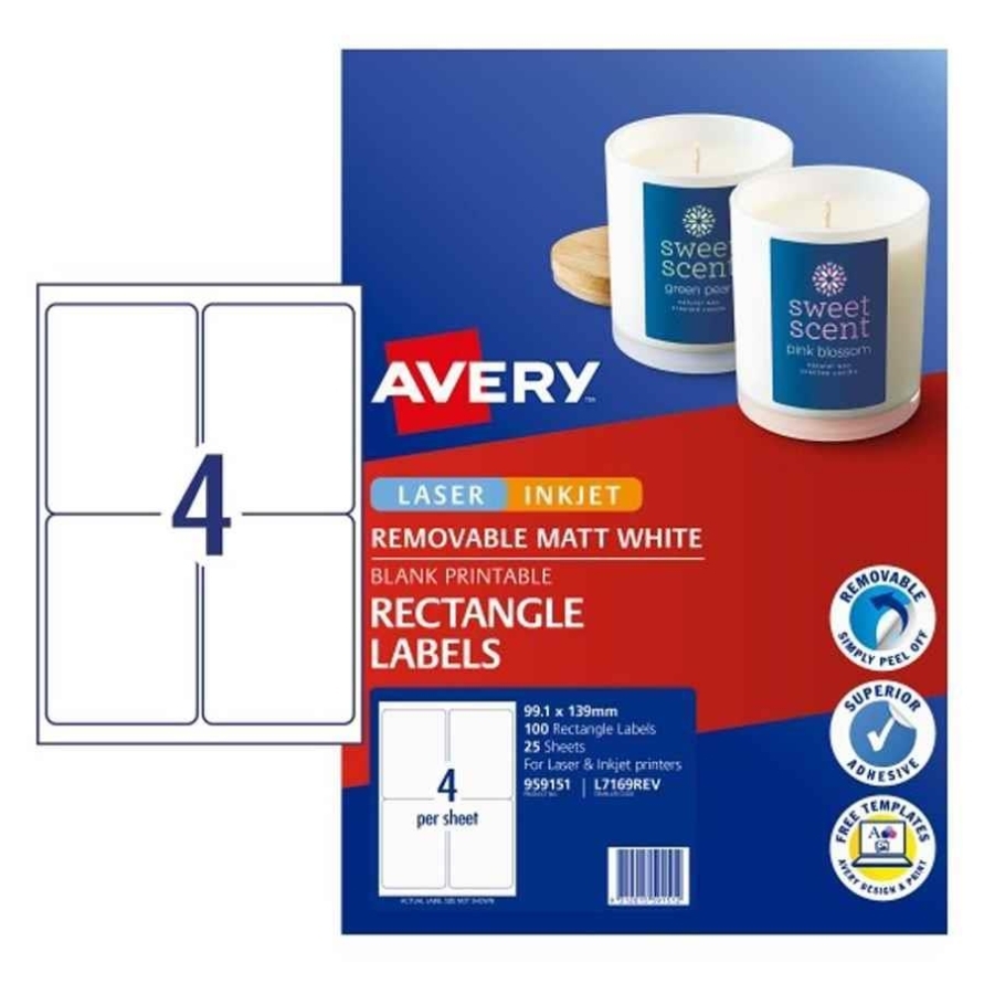 Cos Avery Removable Labels 4 Per Sheet Throughout 4 Per Page Label Template