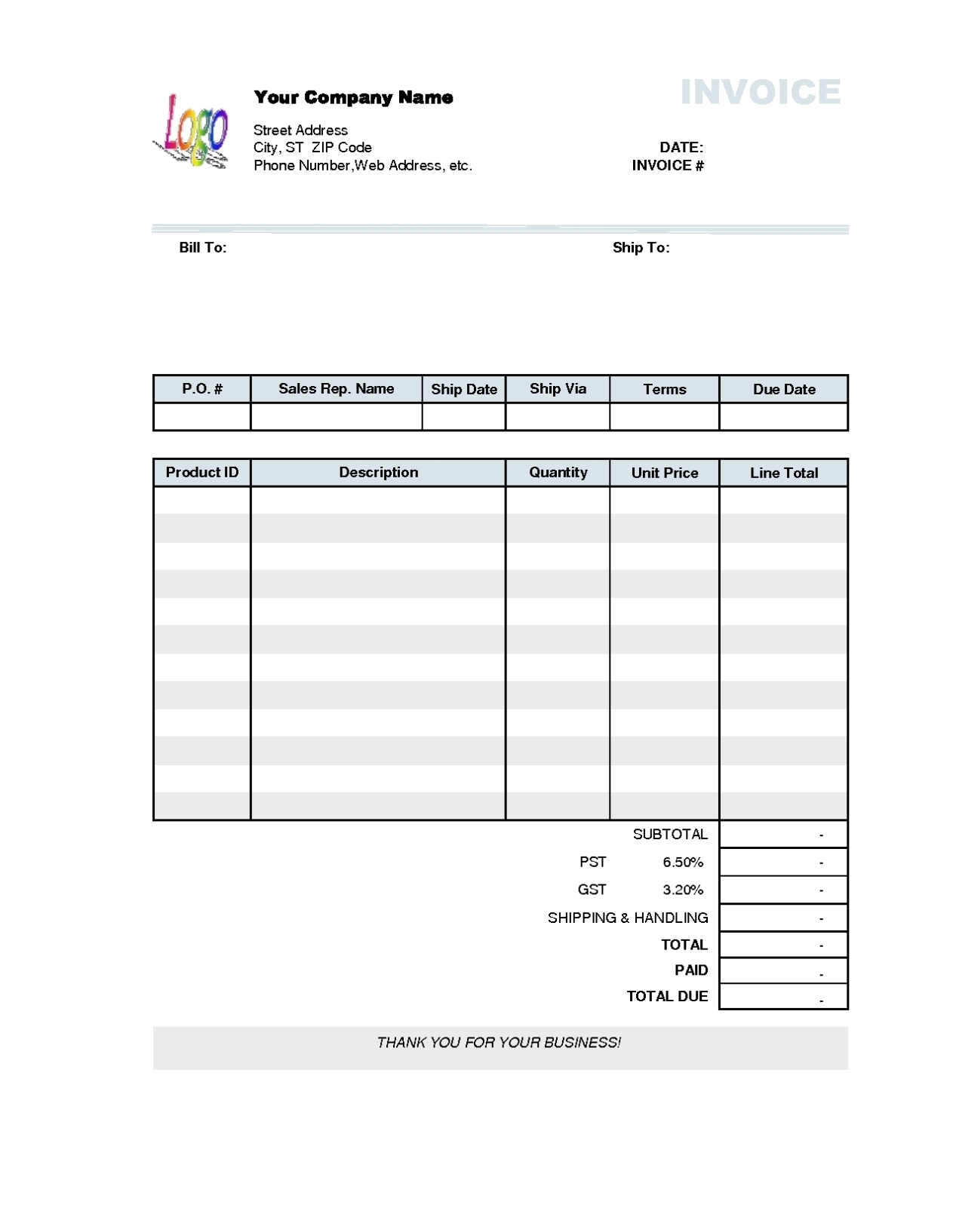 Create Invoices For Free * Invoice Template Ideas With Regard To Free Downloadable Invoice Template