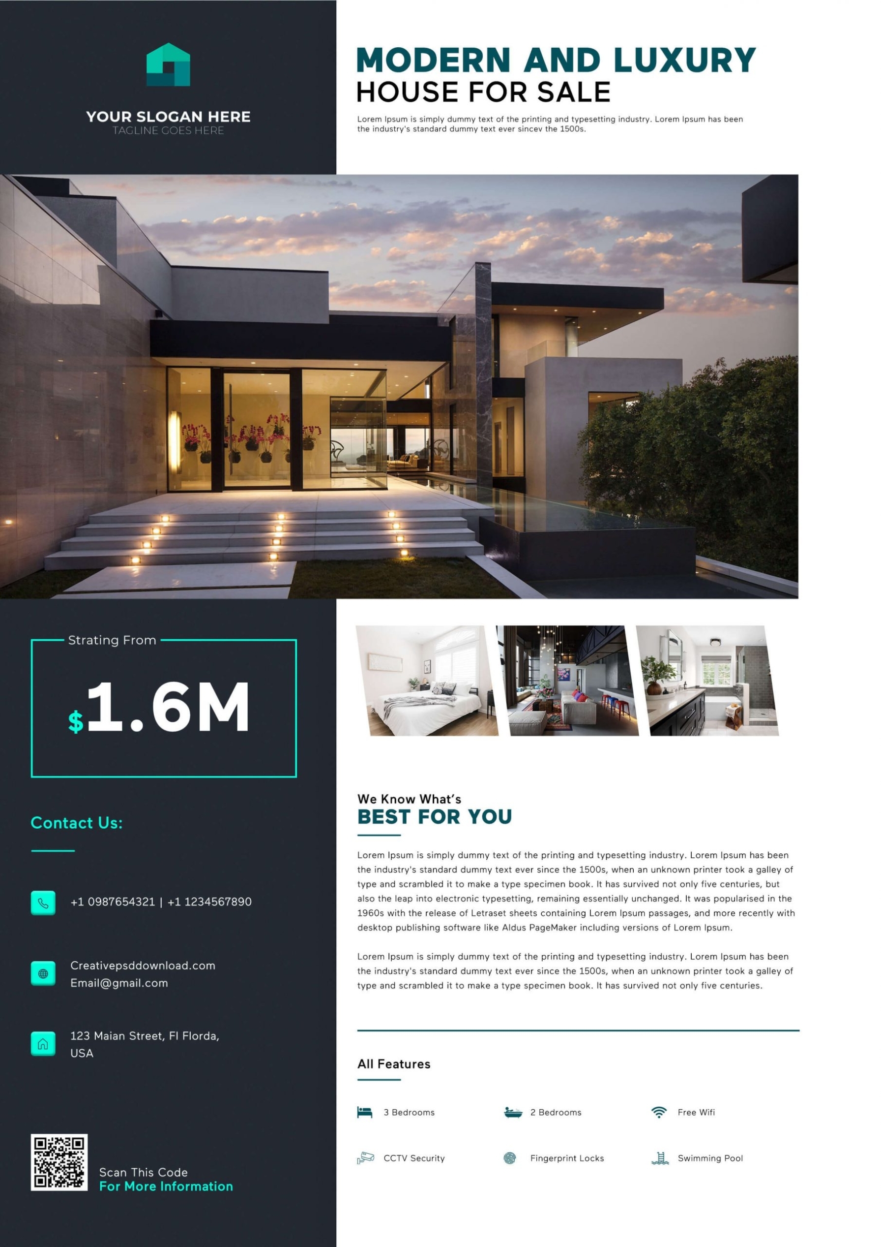 Creative Real Estate Flyer Free Psd throughout Free Real Estate Flyer Templates Download