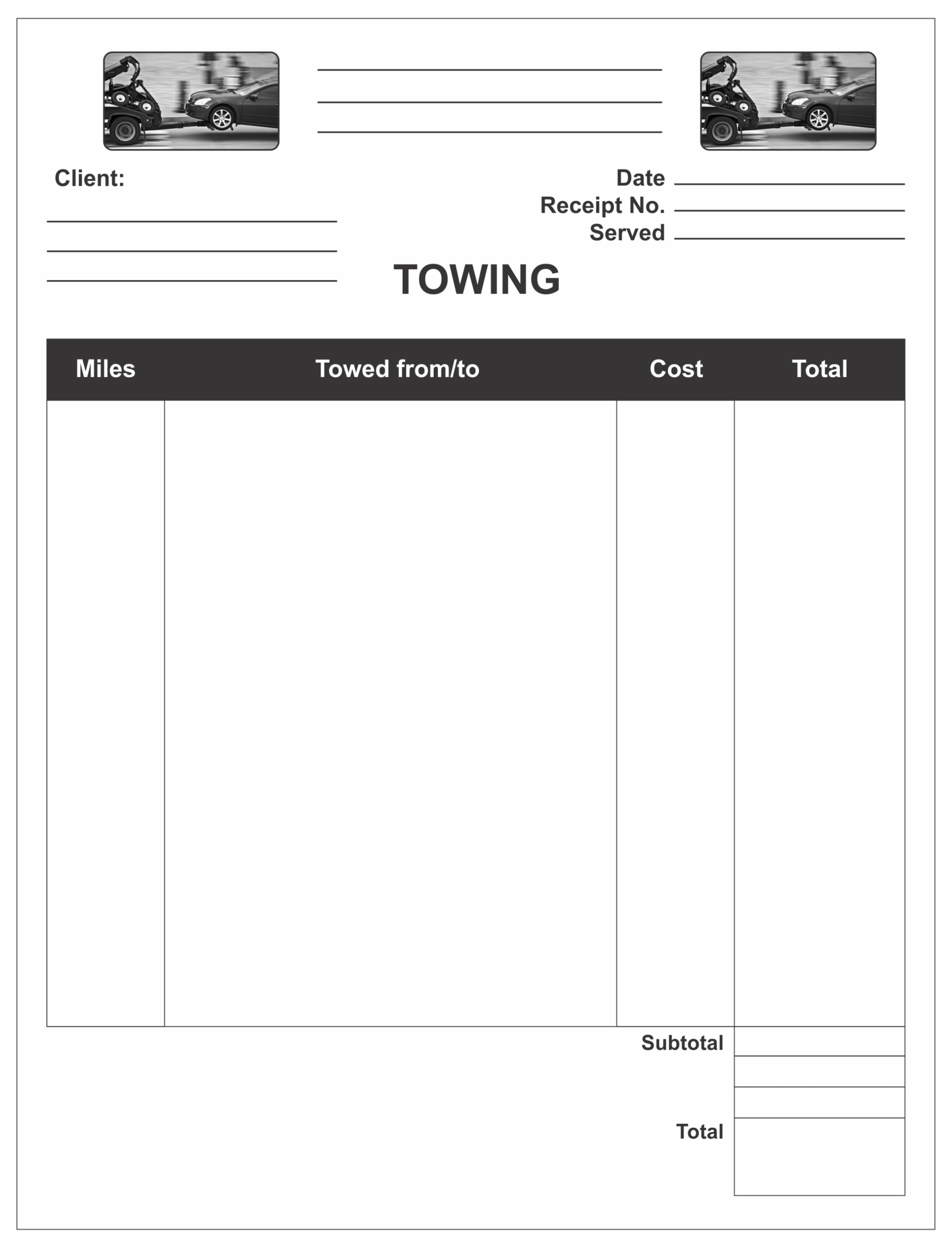 Custom Towing Service Receipts Printing | Ezeeprinting Pertaining To Towing Service Agreement Template