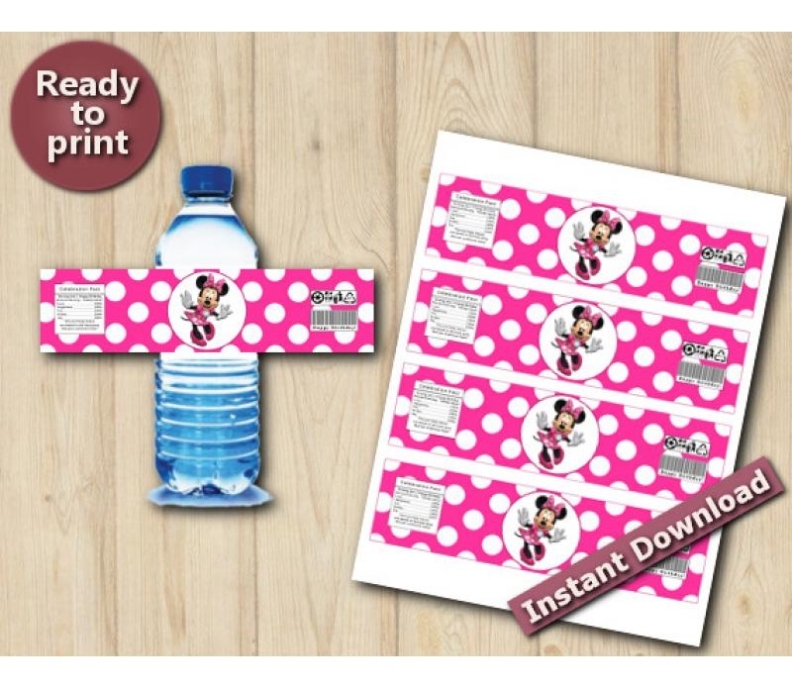 Digital Minnie Mouse Water Bottle Labels - Diy Printables In Minnie Mouse Water Bottle Labels Template