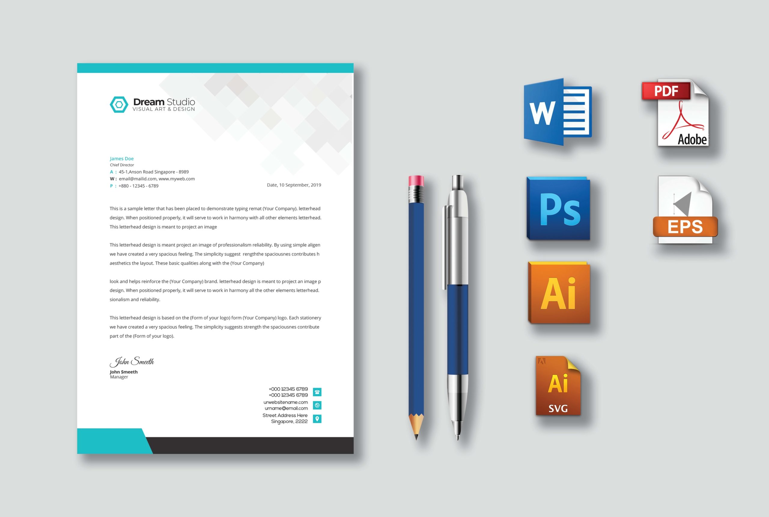 [Download 16+] 47+ Template Business Letterhead Microsoft Word Png Cdr Throughout How To Create Letterhead Template In Word