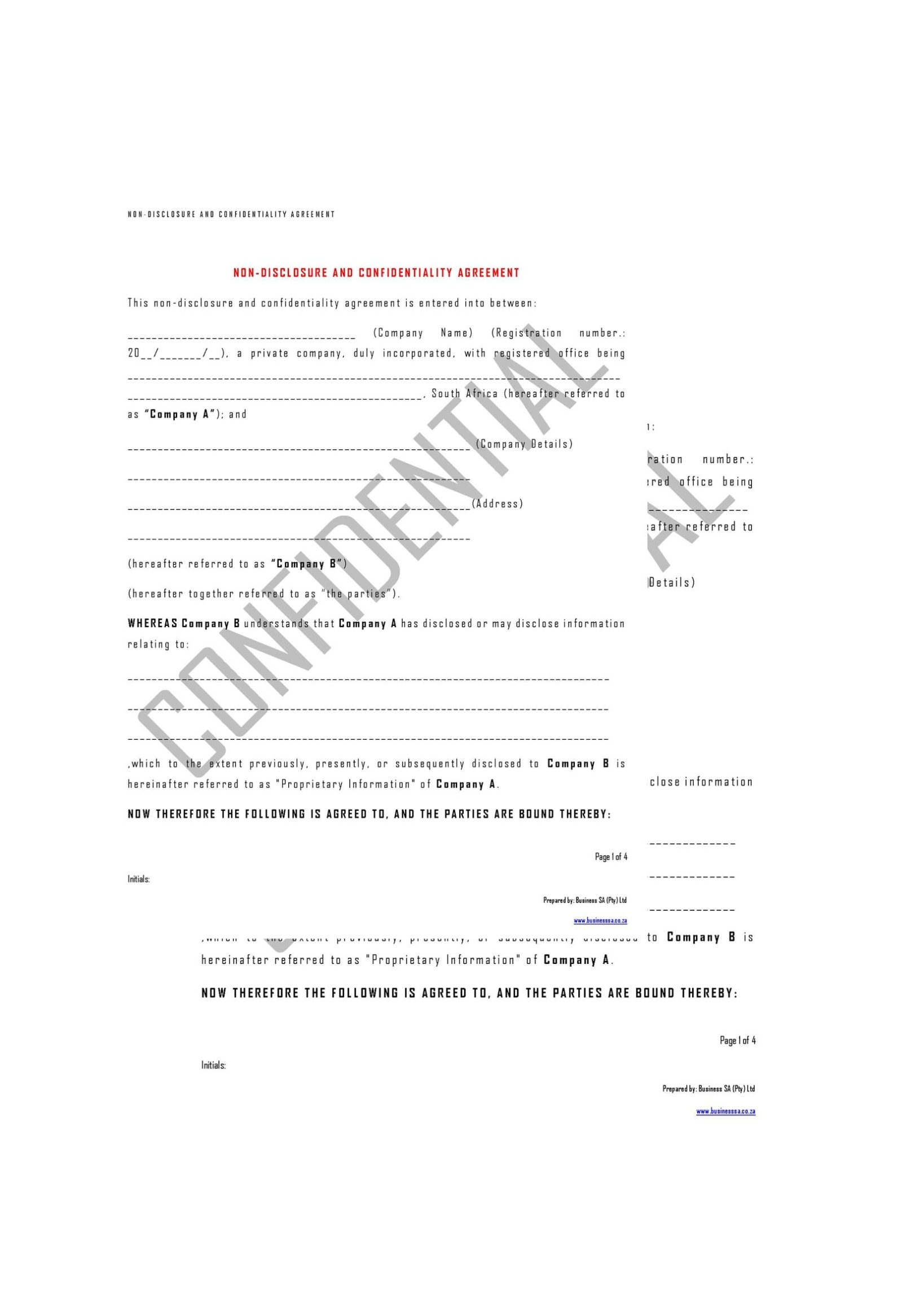 Download A Free Non Disclosure And Confidentiality Agreement Throughout Non Disclosure Agreement Template For Research