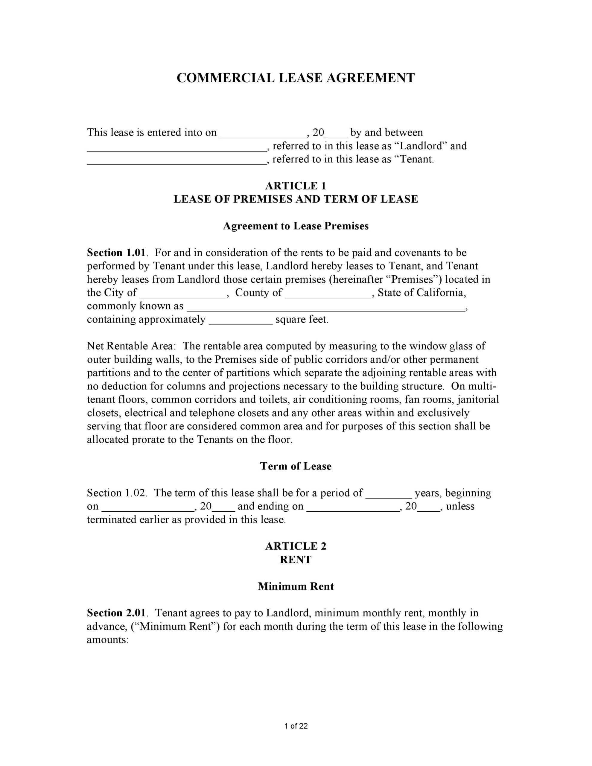 Download Free California Commercial Lease Agreement | Printable Lease with Free Printable Commercial Lease Agreement Template