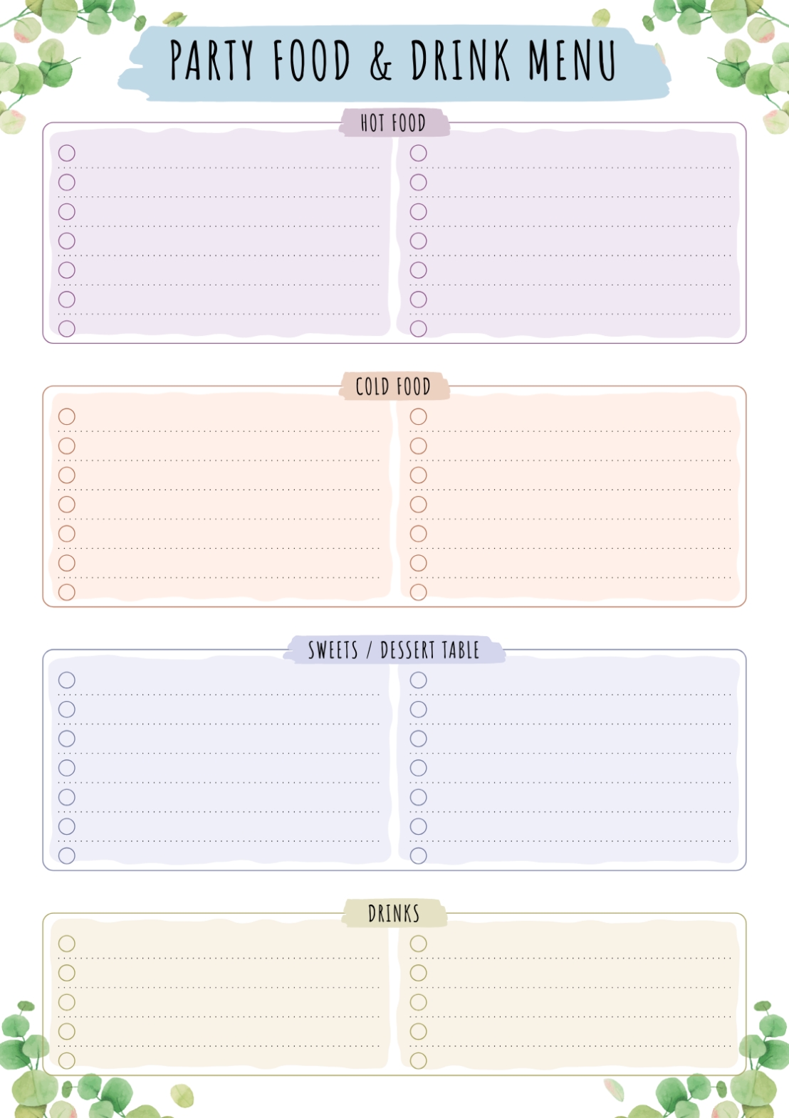 Download Printable Party Planner - Floral Style Pdf intended for Party Agenda Template