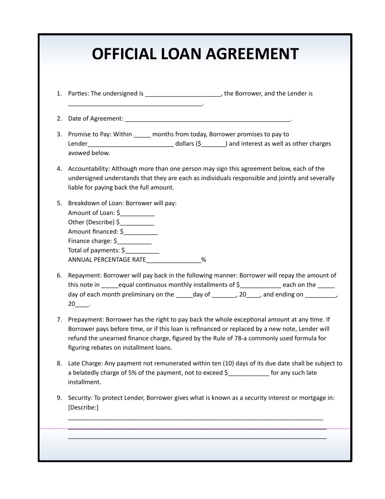 Download Simple Loan Agreement Template | Pdf | Rtf | Word with Credit Purchase Agreement Template