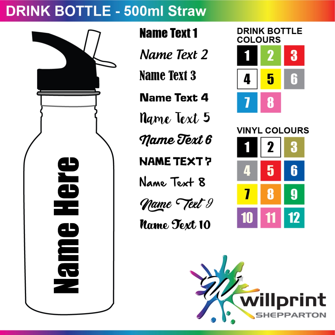 Drink Bottle 500Ml | Willprint Shepparton Regarding Drink Bottle Label Template