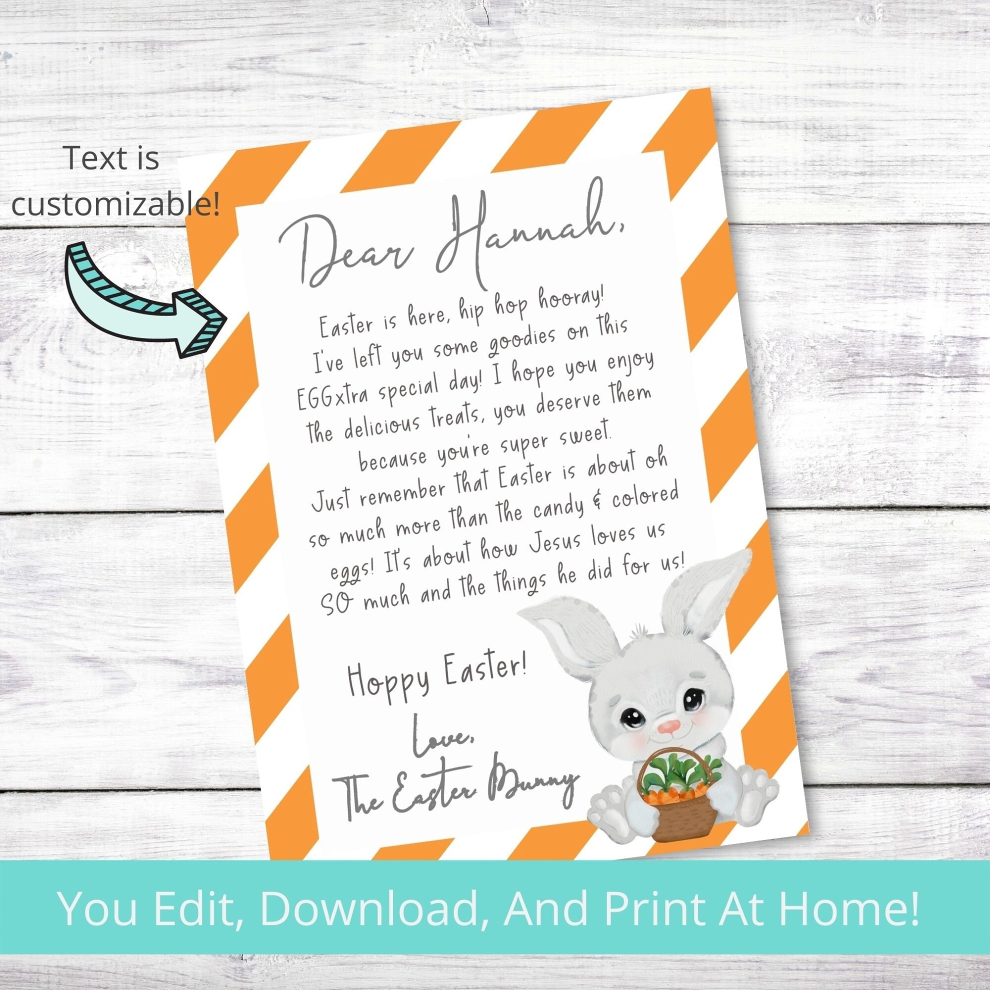 Editable Kids Religious Easter Bunny Letter Easter Note To | Etsy Regarding Letter To Easter Bunny Template