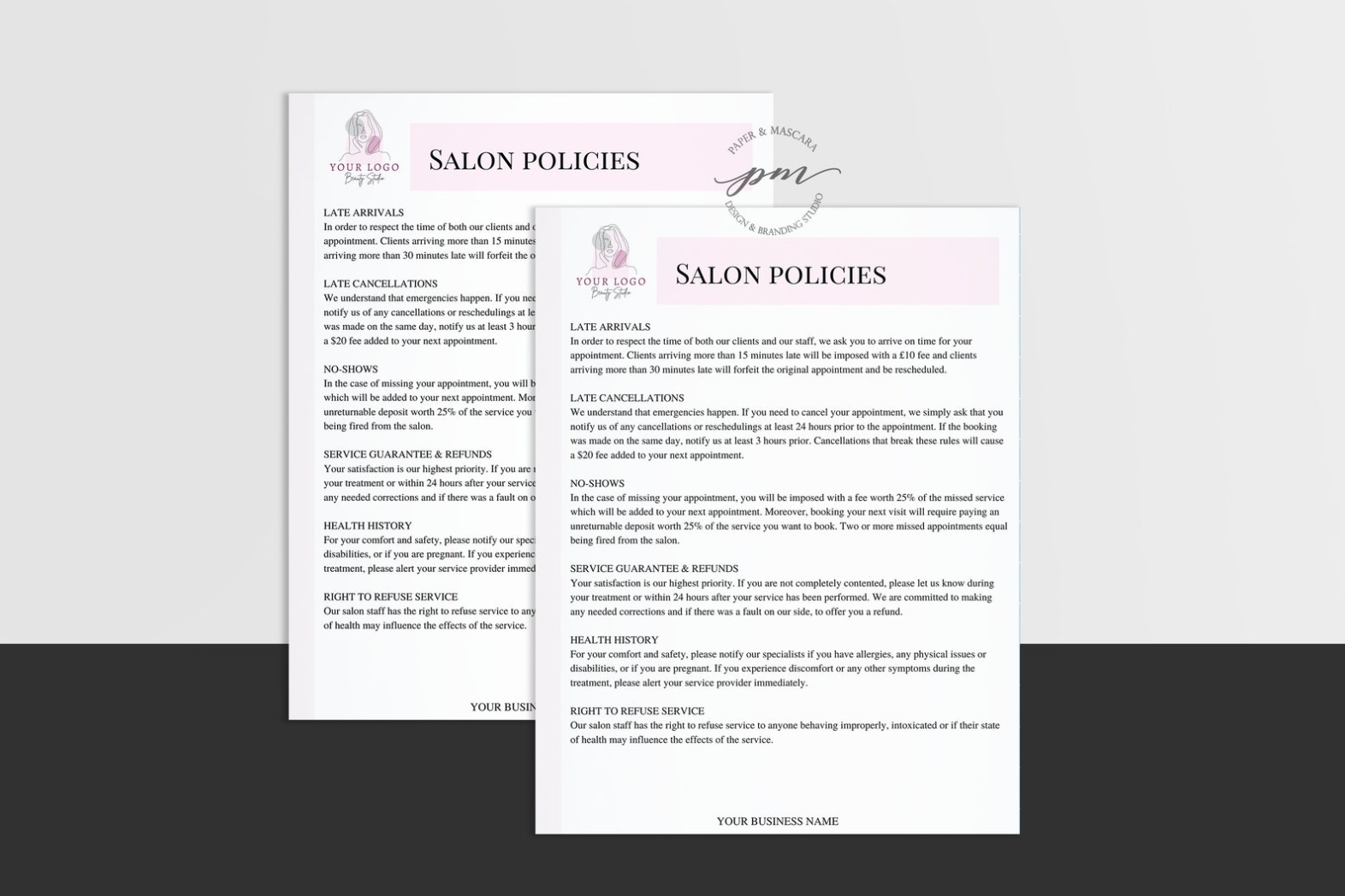 Editable Salon Policies Template Editable Spa Policies - Etsy Within Salon Cancellation Policy Template