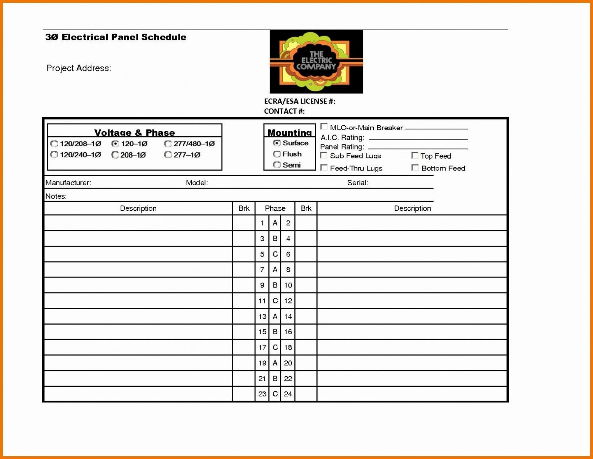 Electrical Panel Legend Template - Electrical Panel Schedule Template With Electrical Panel Label Template Download