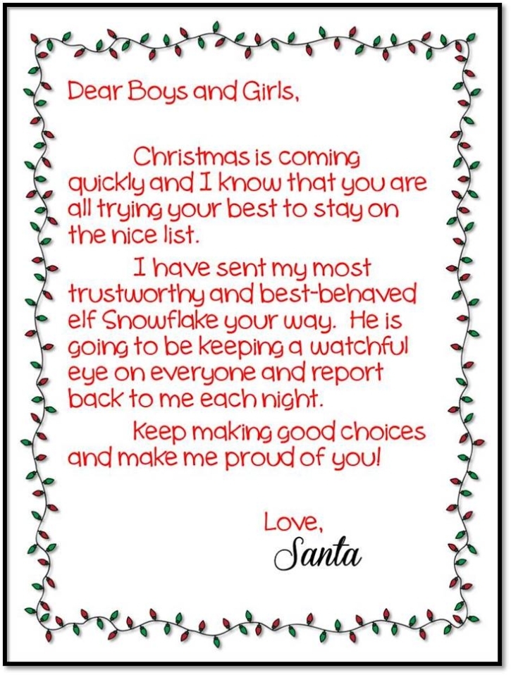 Elf On The Shelf Introduction Letter From Santa - Avalonit For Elf On The Shelf Letter From Santa Template