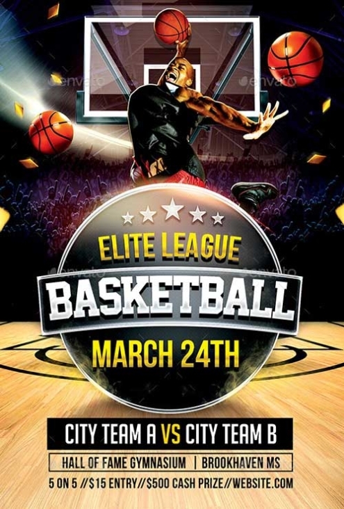 Elite Basketball Flyer Template - Sportflyertemplates Within Basketball Tournament Flyer Template