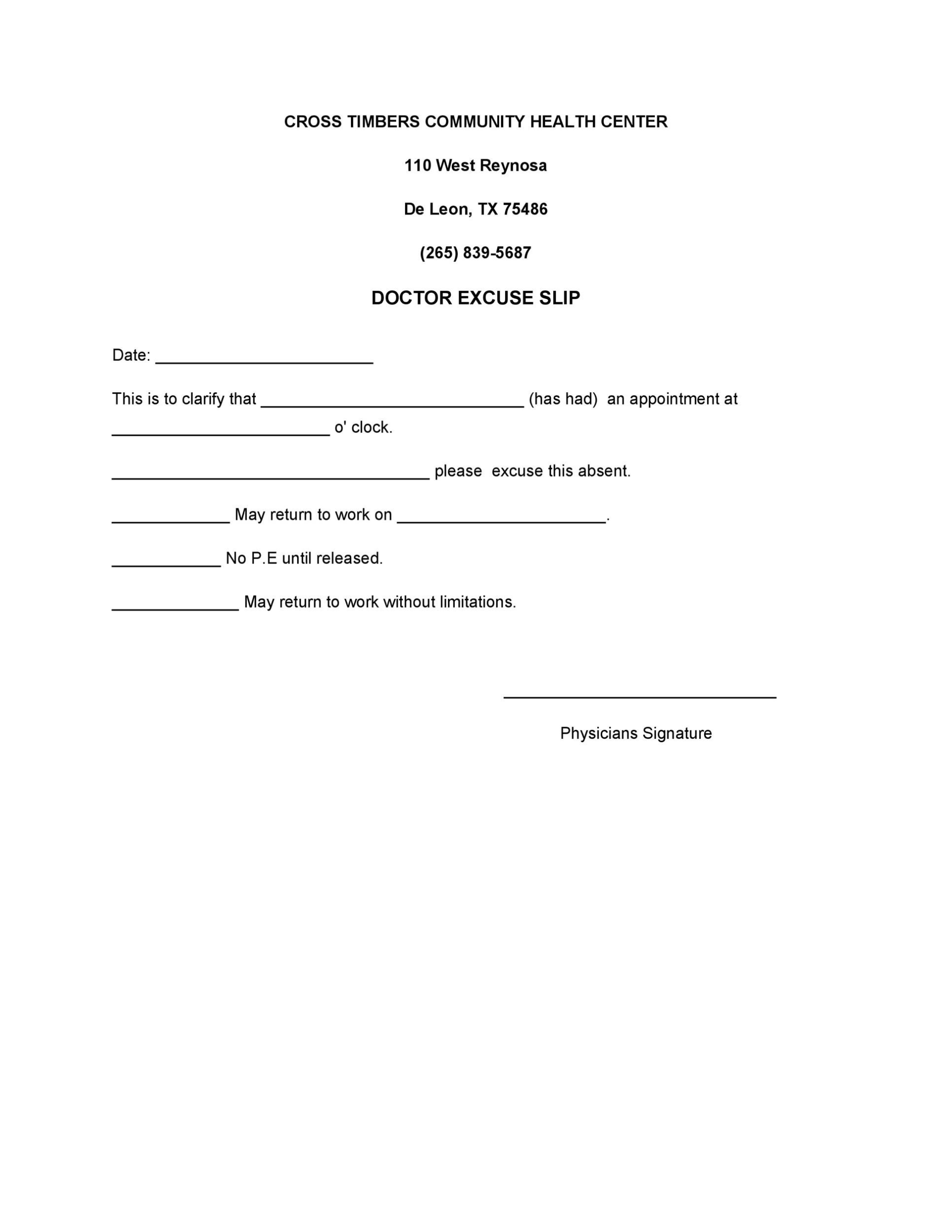 Emergency Room Excuse Template | Simple Template Design in Urgent Care Doctors Note Template