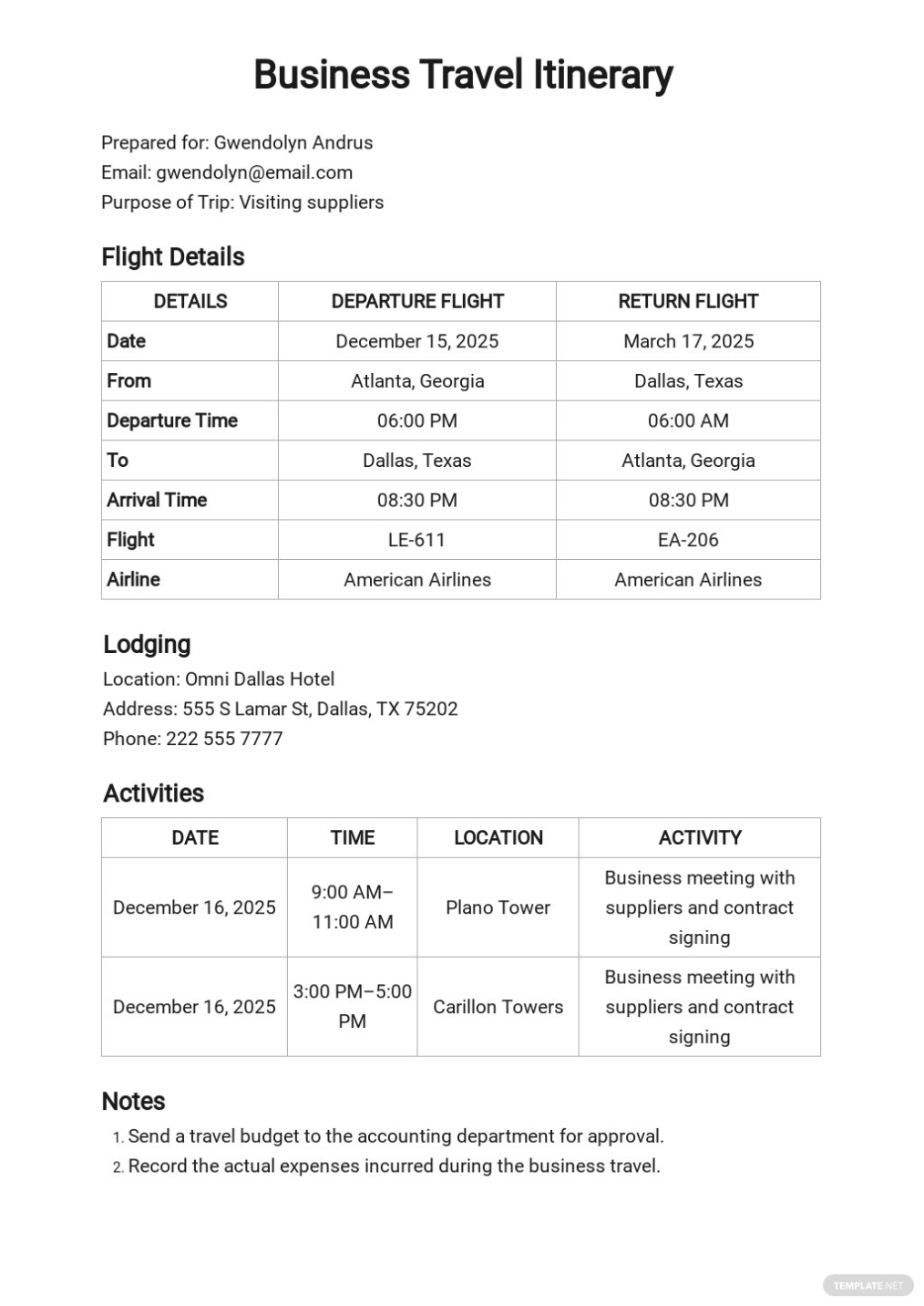 Executive Travel Itinerary Template [Free Pdf] - Google Docs, Google Throughout Sample Business Travel Itinerary Template