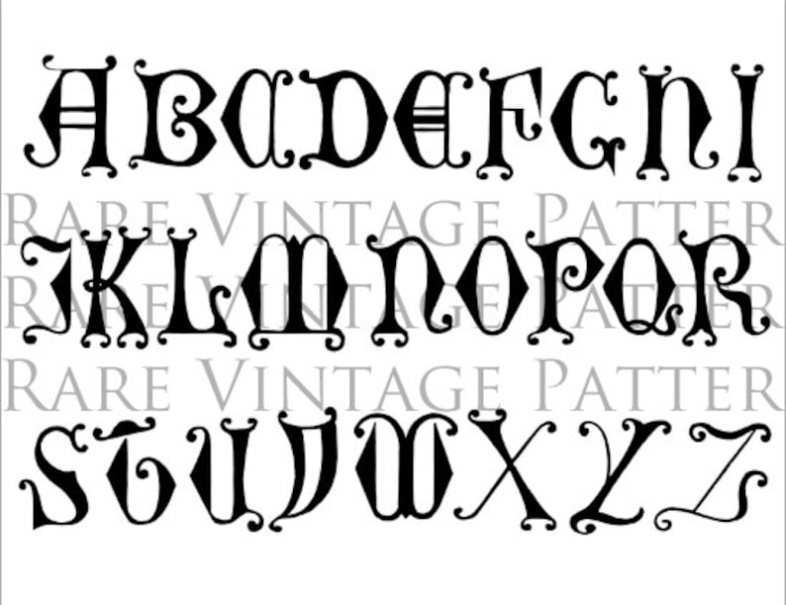 Fancy Alphabet Stencil A To Z Initials On One A4 Page Clip Art | Etsy in Fancy Alphabet Letter Templates