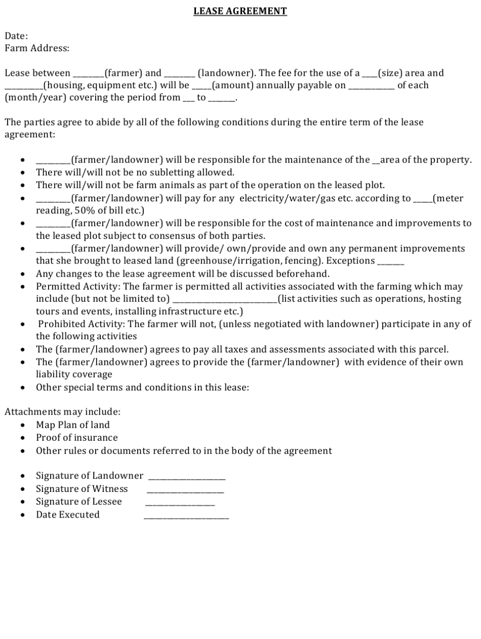 Farmland Lease Agreement Template Download Printable Pdf | Templateroller Regarding Farm Land Lease Agreement Template
