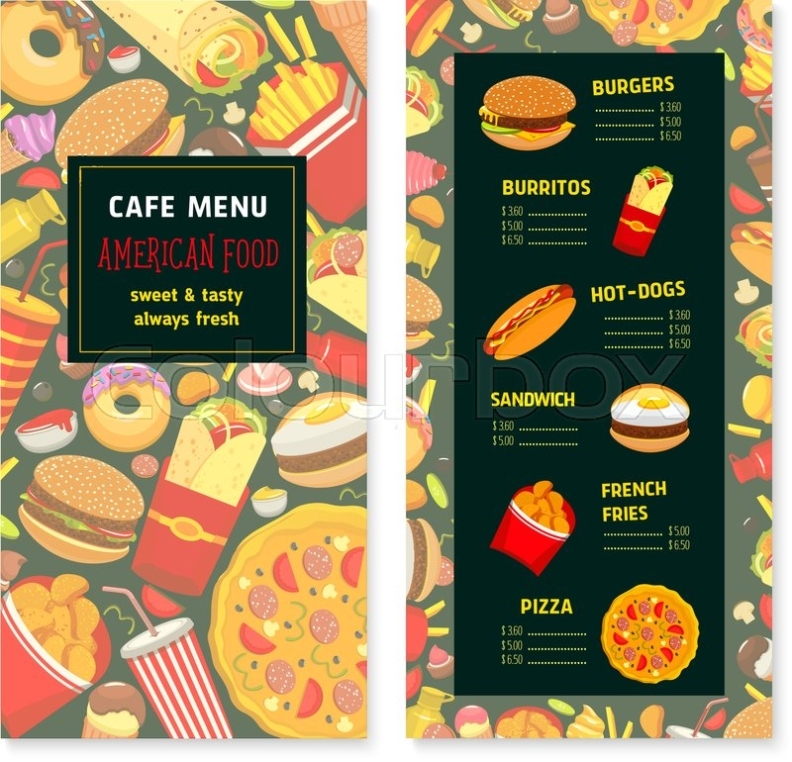 Fast Food Menu Template For Restaurant  | Stock Vector | Colourbox Intended For Fast Food Menu Design Templates