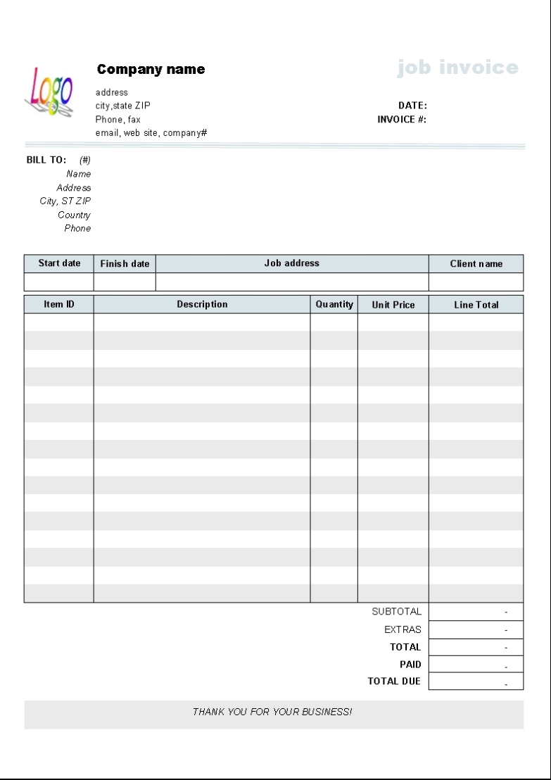 Fill In And Print Invoices For Word Documents * Invoice Template Ideas In Free Printable Invoice Template Microsoft Word