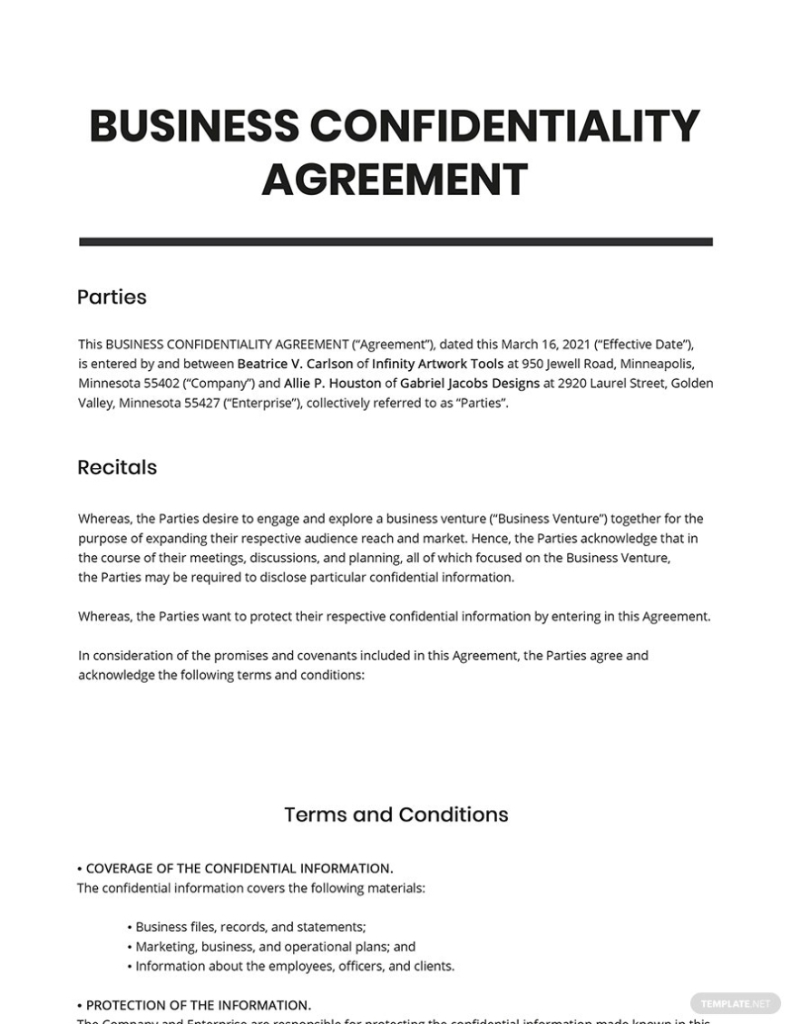 Financial Confidentiality Agreement Template - Google Docs, Word, Apple with regard to Financial Confidentiality Agreement Template