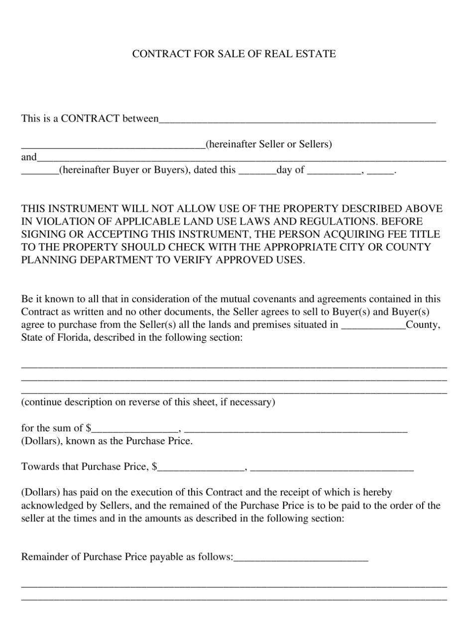 Florida Real Estate Sale Contract Template Download Printable Pdf Pertaining To Simple Land Sale Agreement Template