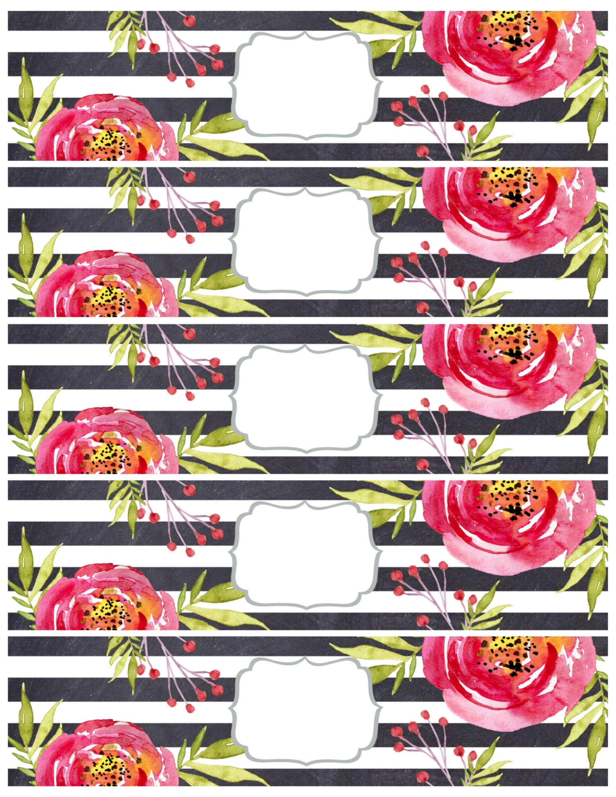 Flower Water Bottle Labels Free Printable - Paper Trail Design with regard to Free Printable Water Bottle Label Template