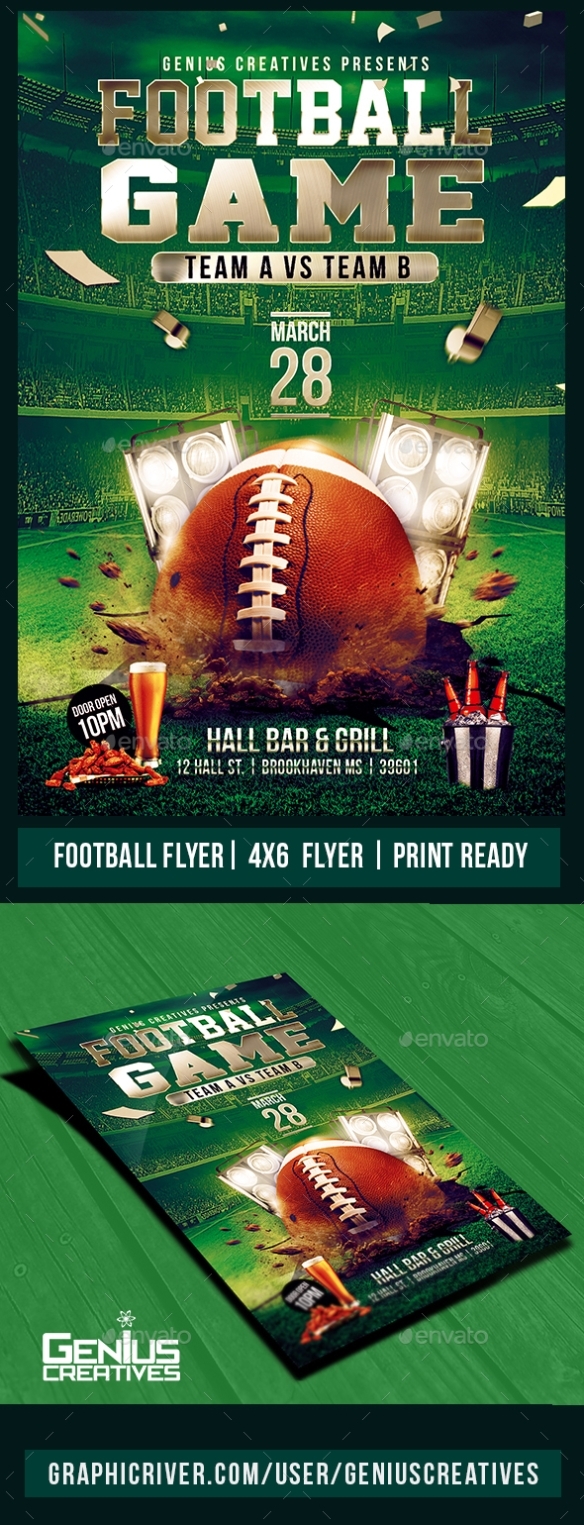 Football Game Flyer Psd By Geniuscreatives | Graphicriver With Regard To Football Menu Templates