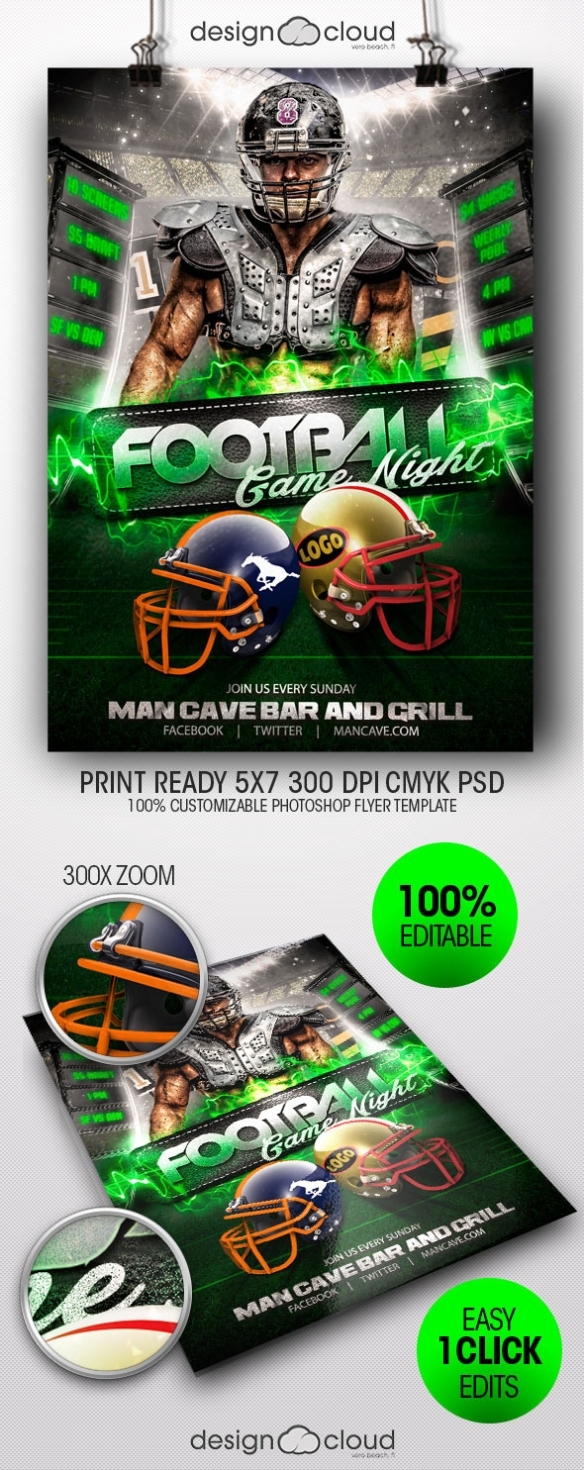 Football Game Night Flyer Template On Behance With Game Night Flyer Template