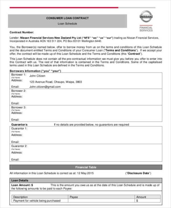 Free 10+ Loan Contract Samples &amp; Templates In Pdf | Ms Word intended for Consumer Loan Agreement Template
