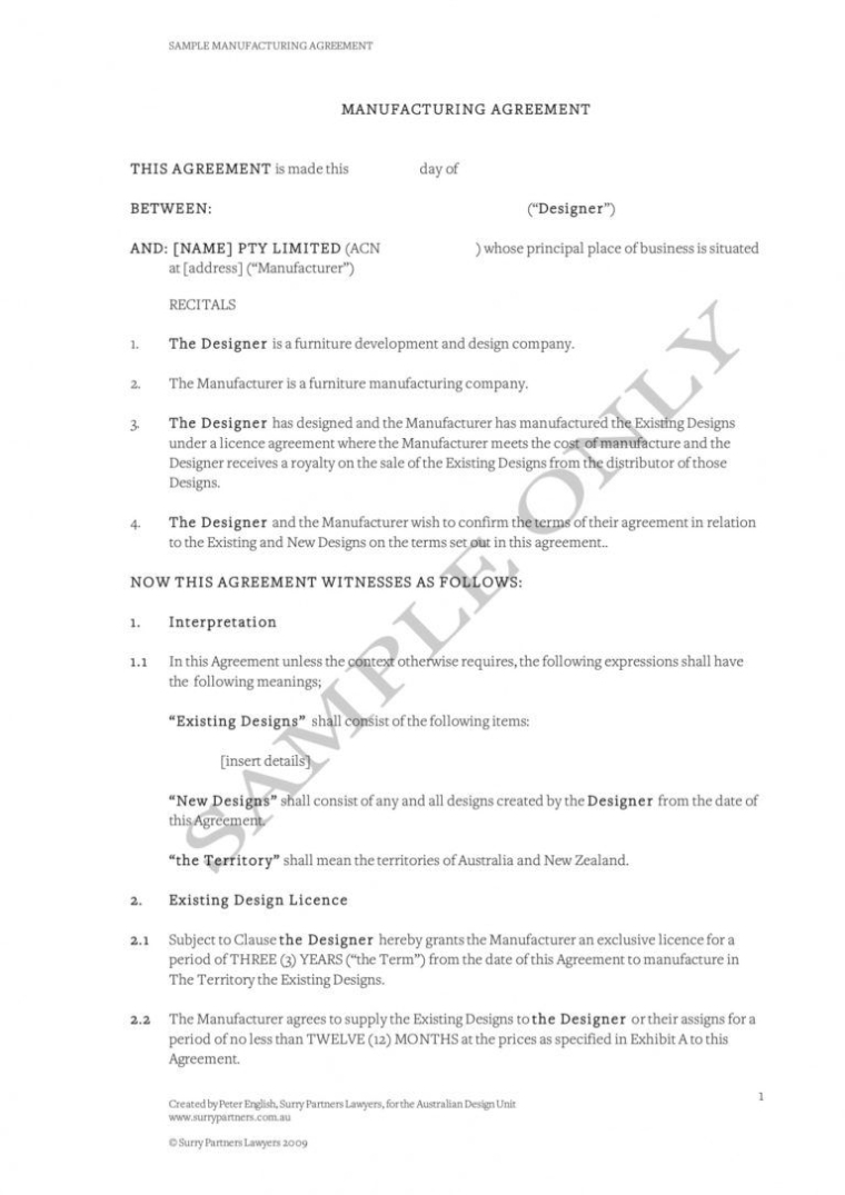 Free 11 Contract Manufacturing Agreement Examples In Pdf Contract Inside Toll Manufacturing Agreement Template