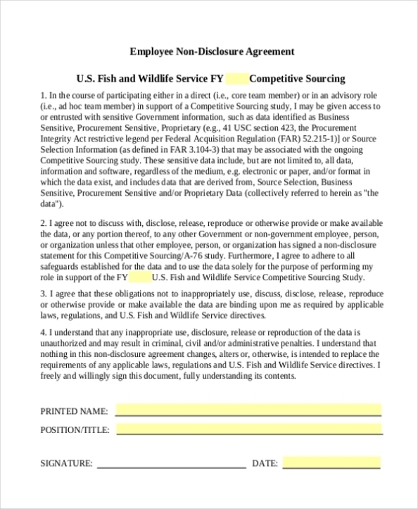 Free 11+ Sample Non-Disclosure Agreement Forms In Pdf | Ms Word for Non Disclosure Non Circumvention Agreement Template