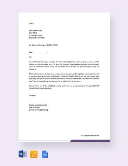 Free 12+ Business Meeting Invitation Letter Templates In Pdf | Ms Word with regard to Business Meeting Request Template