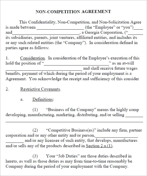 Free 13+ Sample Non Compete Agreement Templates In Google Docs | Ms throughout Business Templates Noncompete Agreement