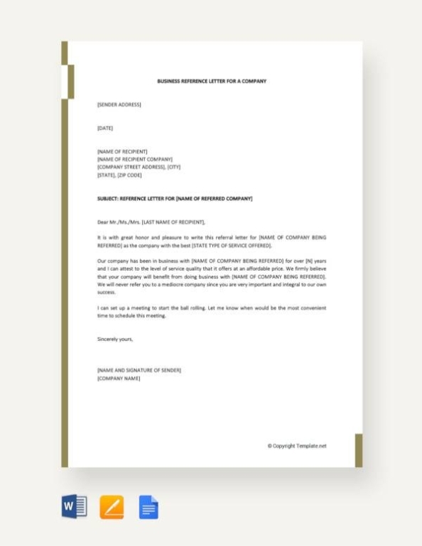 Free 14+ Business Reference Letter Templates In Ms Word | Pdf Intended For Business Reference Template Word