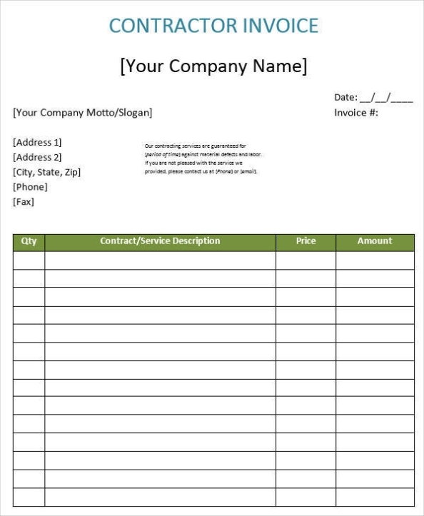 Free 14+ Construction Invoice Templates In Ms Word | Pdf Intended For Contractors Invoices Free Templates