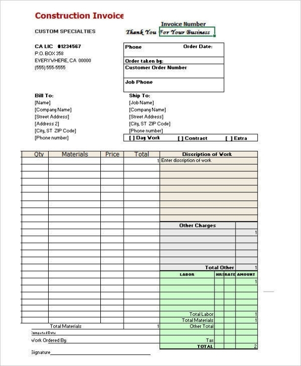 Free 14+ Construction Invoice Templates In Ms Word | Pdf Within Invoice For Work Done Template