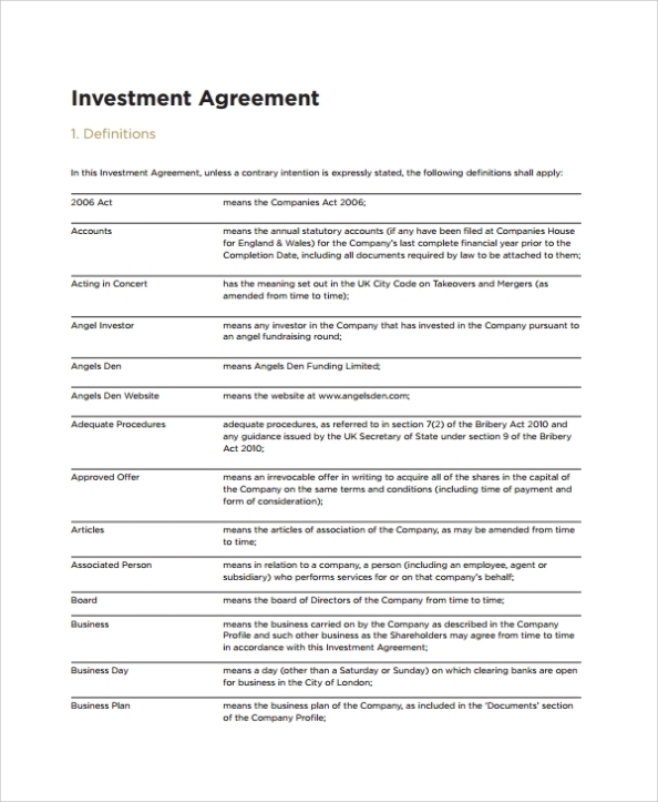 Free 15+ Sample Business Investment Agreement Templates In Pdf | Ms throughout Shareholders Agreement Template For Small Business