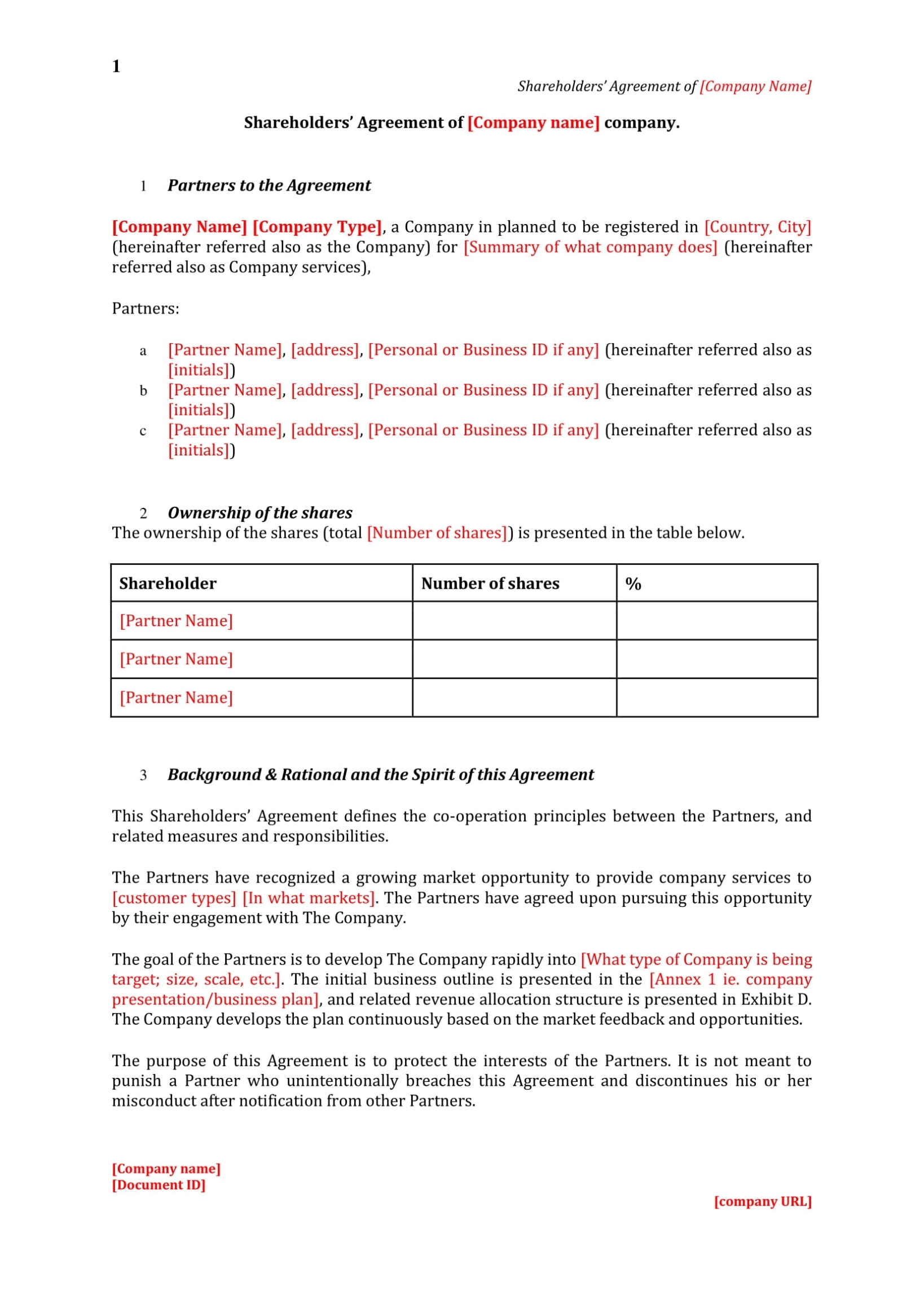 Free 3+ Shareholder Agreement Contract Forms In Pdf | Ms Word For Free Shareholder Loan Agreement Template