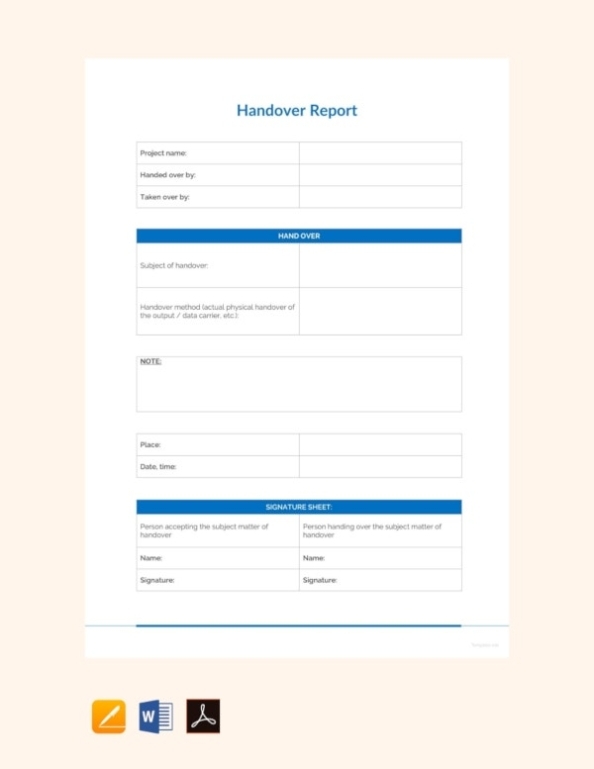 Free 34+ Handover Report Templates In Ms Word | Pdf | Google Docs Inside Handing Over Notes Template