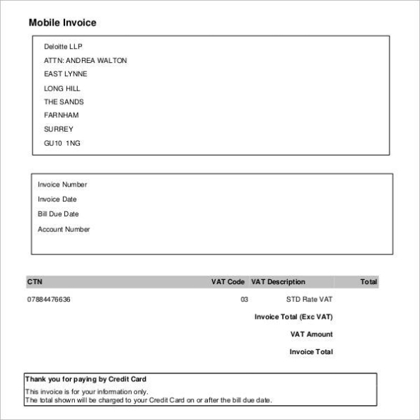Free 47+ Sample Blank Invoice Templates In Ms Word | Google Docs Throughout Mobile Phone Invoice Template