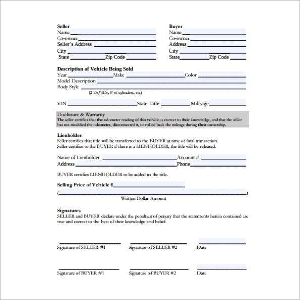 Free 6+ Sample Auto Purchase Agreement Templates In Pdf Pertaining To Car Purchase Agreement Template