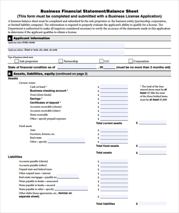 Free 6+ Sample Business Financial Statement Forms In Pdf Throughout Financial Statement For Small Business Template