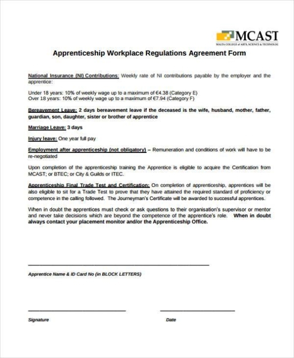 Free 8+ Apprenticeship Agreement Forms In Pdf | Ms Word Regarding Individual Flexibility Agreement Template