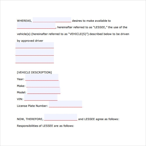 Free 8+ Car Lease Agreement Templates In Ms Word | Pdf | Pages | Google with regard to Vehicle Rental Agreement Template