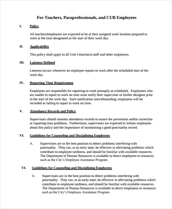 Free 8+ Sample Attendance Policy Templates In Pdf pertaining to Truancy Letter Template