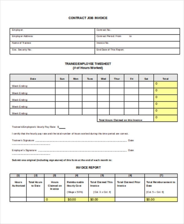 Free 8+ Sample Contract Invoice Templates In Pdf | Ms Word | Google For Contract Labor Invoice Template