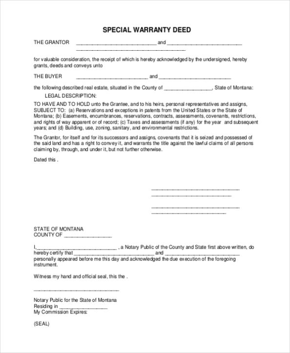 Free 8 Sample Special Warranty Deed Forms In Pdf Ms Word In Limited Warranty Agreement Template