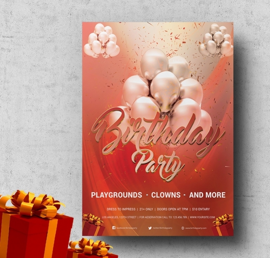 Free 9+ Birthday Party Templates In Psd With Regard To Birthday Party Flyer Templates Free