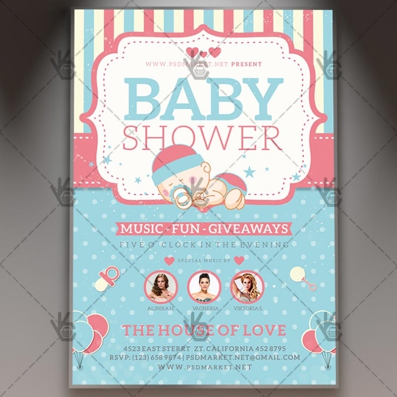 Free Baby Shower Flyer Template : 9+ Baby Shower Flyers - Psd, Word, Ai In Baby Shower Flyer Templates Free